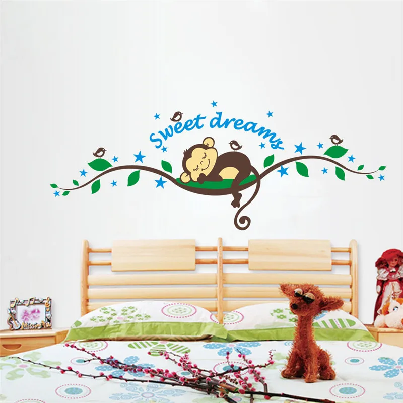 

1PCS Cartoon Forest Monkey Sweet Dream Wall Sticker Suitable For Children Bed Room Decoration Mural 25 * 70CM