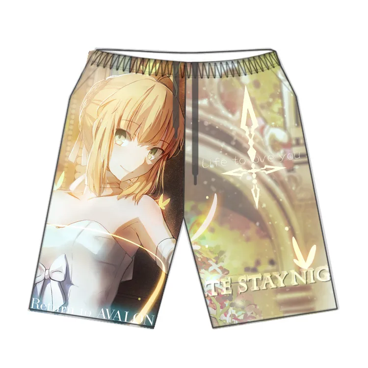 Новые 3D японские косплей игры Fate stay night Saber мужские Гавайские пляжные шорты с 3d