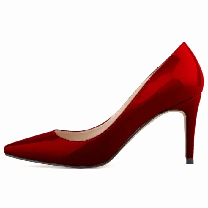 WINEred Loslandifen/женские туфли-лодочки модные туфли на высоком каблуке с острым носком из лакированной кожи Женские рабочие туфли-лодочки с корсетом туфли-лодочки американские размеры 4-11, 952-1PA - Цвет: WINEred