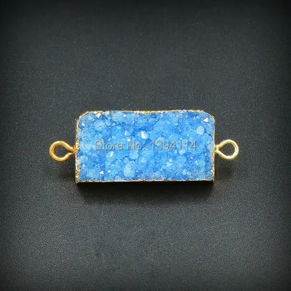 Хрусталь смешанного цвета из друзы прямоугольная разъемы 24K золото обшивки