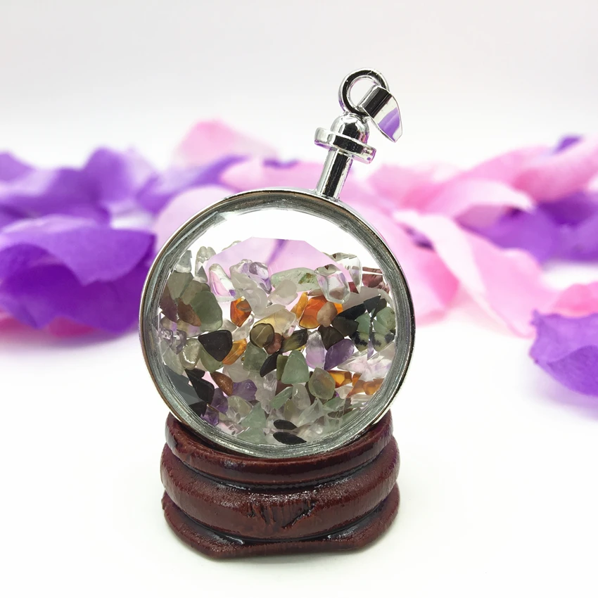 Оптовая цена Круглый Кулон-капля из натурального камня многоцветный кристалл