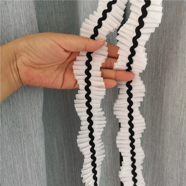 3 5 см широкая шифоновая юбка с оборками и кружевной отделкой 3D Черно-белая