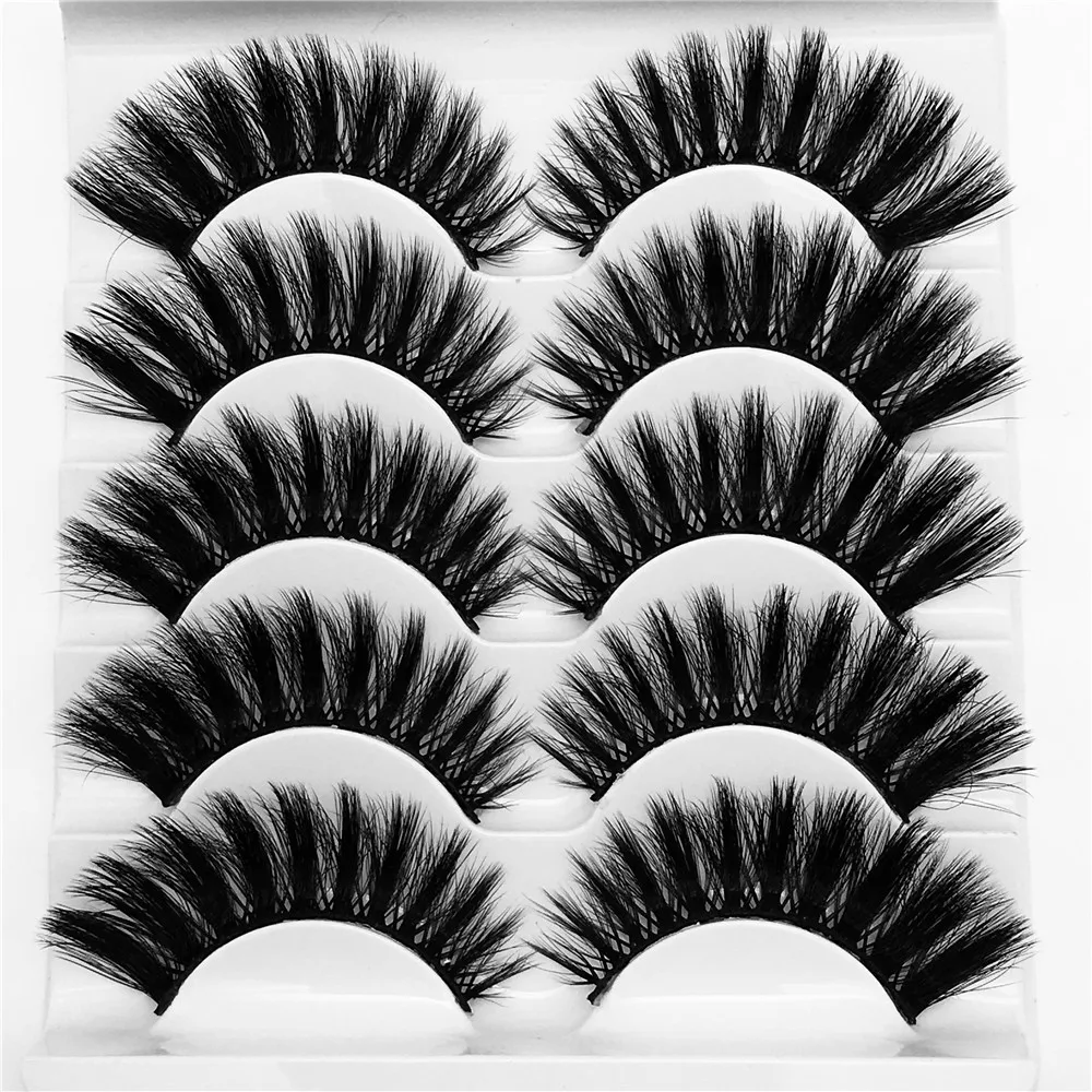 5 Pairs Mink Hair False Eyelashes Thick Curled Full Strip Handmade Lashes Eyelash Extension Tool Women Eyes Beauty Makeup | Красота и