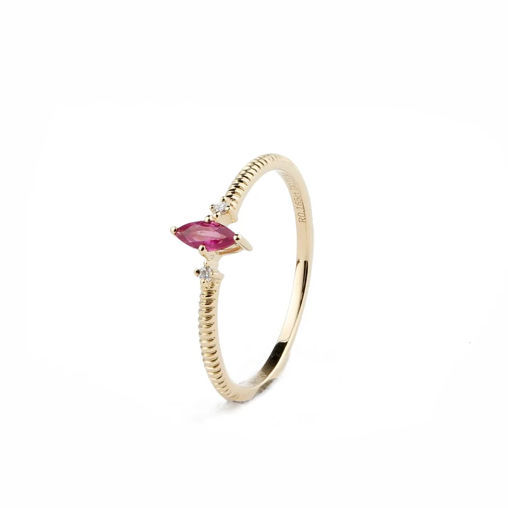 LASAMERO Marquise Cut 0.15CT натуральный рубин драгоценный камень 18k розовое золото Винтажный