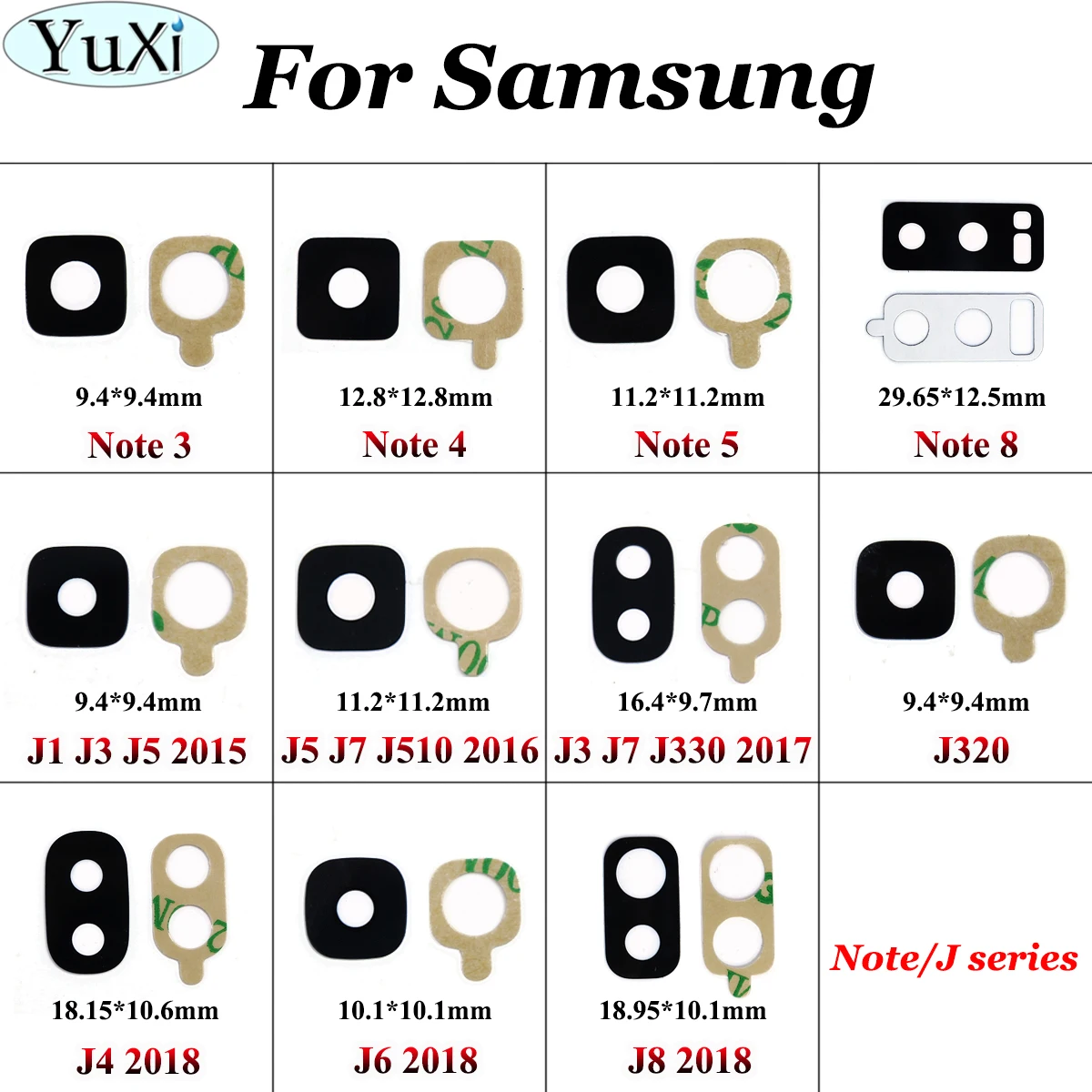 Юйси для samsung Galaxy J5 J3 J7 J320 J4 J6 J8 Note 4 5 3 8 задняя Камера Стекло крышка объектива с клеем