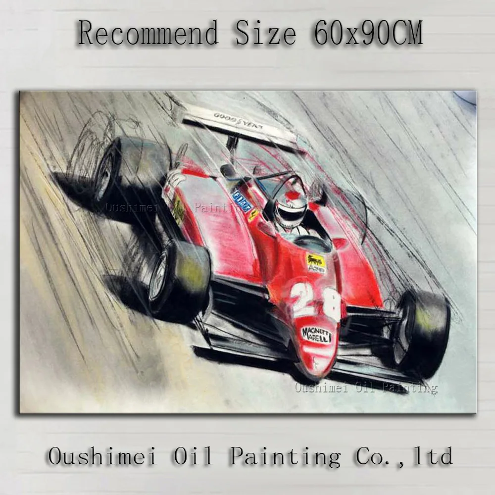 Популярная художественная ручная роспись F1 автомобиль Гонки картина маслом на