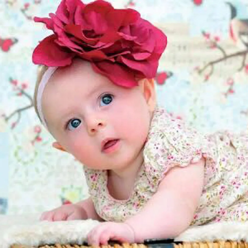PARRY Hair Accessories Newborn Girls Hairdband Kids Big Flower Headband Pretty Head Wrap Elastic Band | Детская одежда и обувь