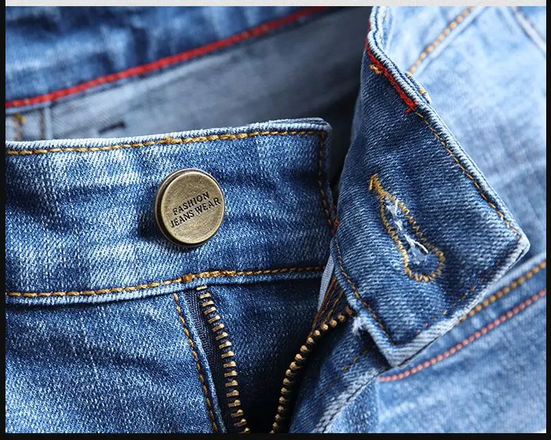 Мужские джинсовые шорты синие из денима стрейч Прямые хлопковые летний