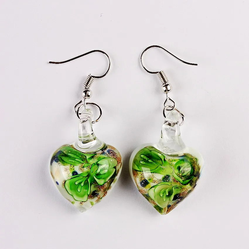 

QianBei рекламная Женская Ручная работа муранское стекло смешанные цвета белые закуски Очаровательные Красивые серебряные серьги Лидер прода...