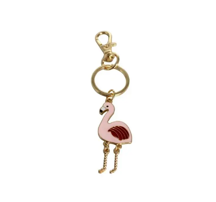 Flamingo Timlee X078 брелок для ключей в виде животных, альпака, собаки, фламинго, сова, крупный рогатый скот, единорог, автомобиль, кактус, сплав, CuteKey Chains - Цвет: Flamingo