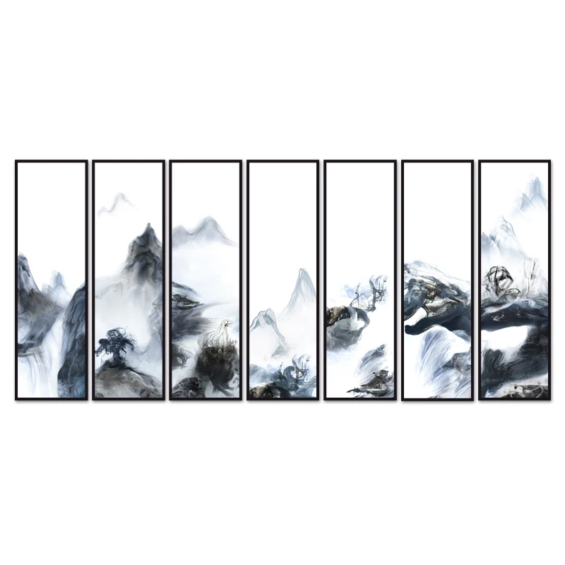 

TOP SALE 7 Pieces Flowing ink painting Canvas Painting Sitting Room Decoration Print Canvas Pictures (No Framed)