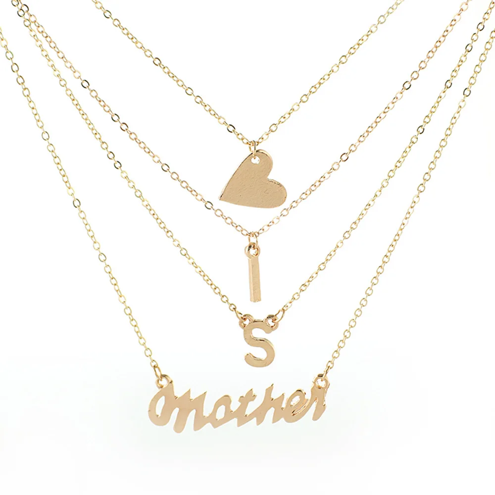 2018 New Bright Piece Multi-layer Small Ornament Pendant Simple and 100 Build Love Female Necklace | Украшения и аксессуары