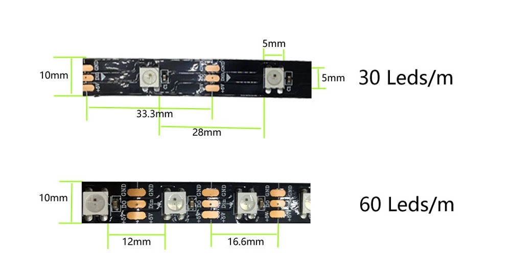 USB WS2812B Светодиодная лента светильник водонепроницаемый для HD ТВ монитор Настольный ПК экран тыловая подсветка 0,5 м~ 5 м