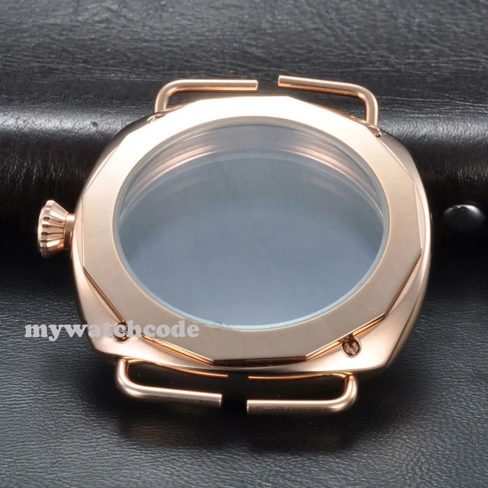 45 мм роза Золотые часы из нержавеющей стали чехол для UNITAS 6497 6498 движение 28|case