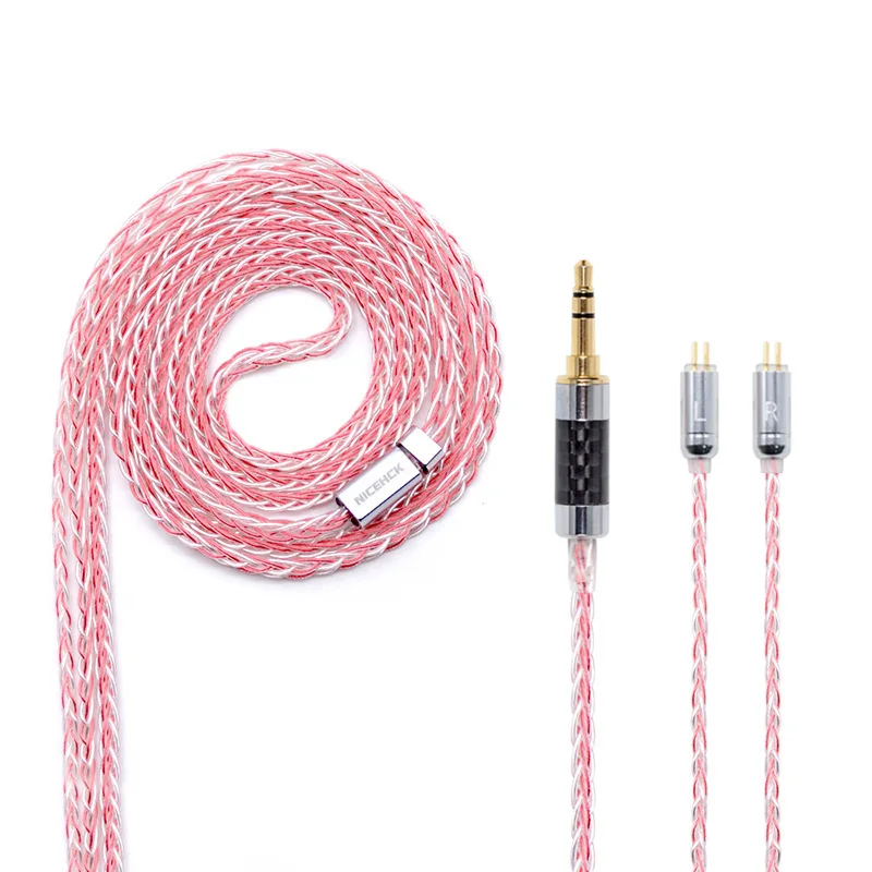 3.5mm plug with 2PIN NICEHCK MMCX/2Pin разъем 3,5/2,5/4,4 мм сбалансированный 8 серебряных сердечника Медь смешанные кабель для ZS10 AS10 TFZ NICEHCK M6/DT300/DT500/HK6 - Цвет: 3.5mm plug with 2PIN