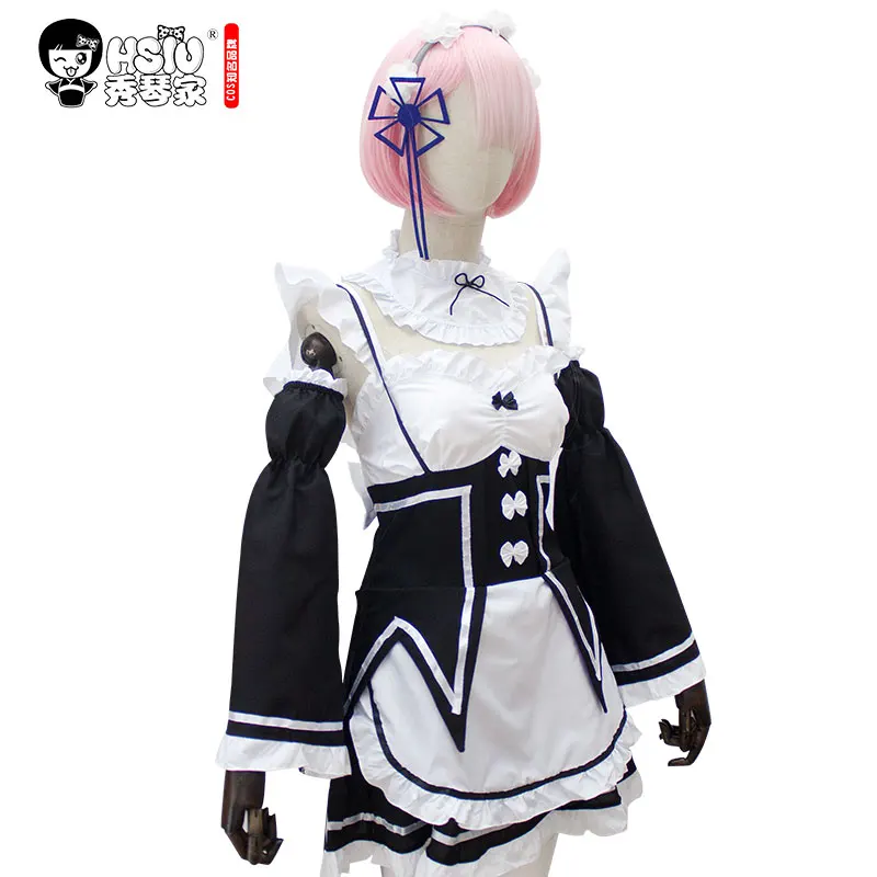 HSIU Градуированный цвет REM косплей парик Re:Zero пусковая жизнь в другом мире костюм