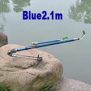 Blue2100mm Алюминиевый сплав нержавеющая сталь swingable телескопическая удочка держатель Поддержка Синий и Красный Рыболовный аксессуар инструмент можно сложить - Цвет: Blue2100mm