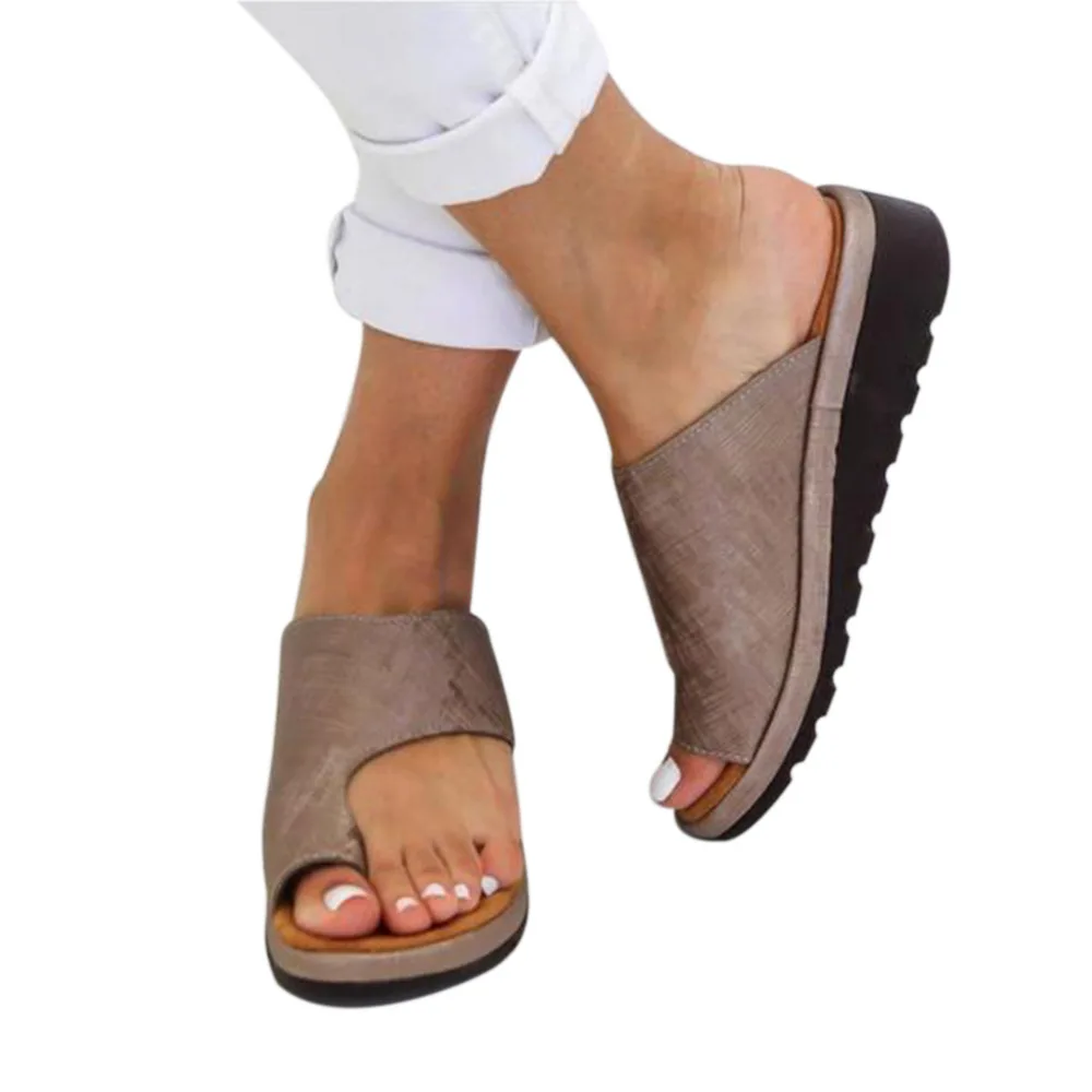 Women Comfy Platform Sandal Shoes Flip Flops PU Leather Flat Sole Sandals Sandalias Mujer Dating Shopping H300 | Обувь