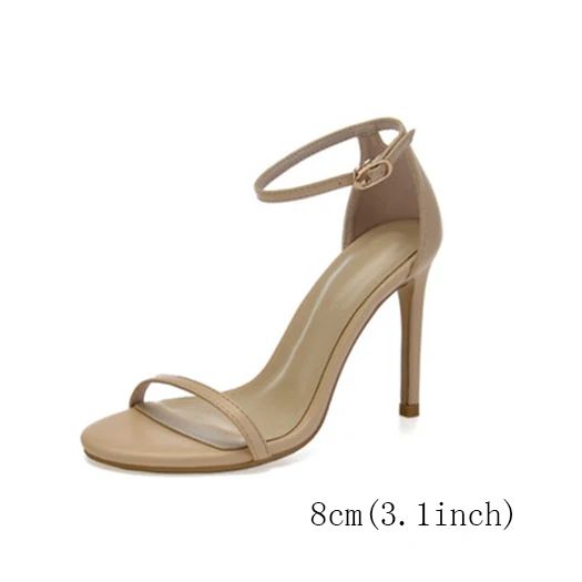 nude 8cm Туфли-лодочки на высоком каблуке, с ремешком на лодыжке, на шпильке, известный бренд, с открытым носком, золотистые Замшевые женские туфли-Фетиш, экзотические сандалии для танцев, для стриптиза - Цвет: nude 8cm