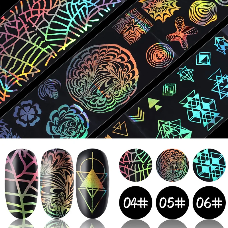 Голографическая фольга для ногтевого дизайна переводные наклейки ногтей