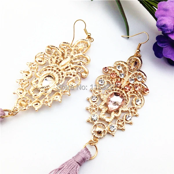 Летние популярные роскошные золотые серьги в форме цветка женские со стразами