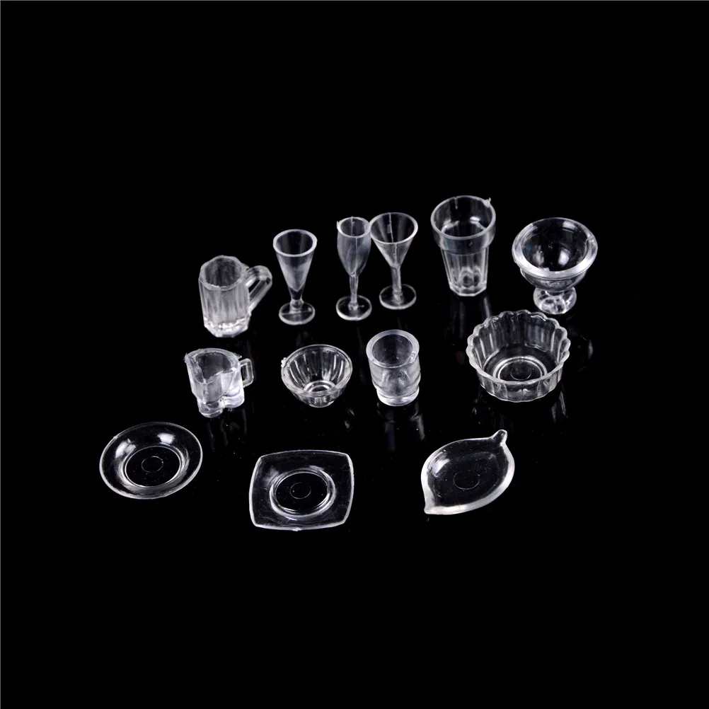 

13Pcs/lot Clear Mini 1/12 Ice Cream Cups Set Dollhouse Miniature Toy Kitchen Dining Room Accessories