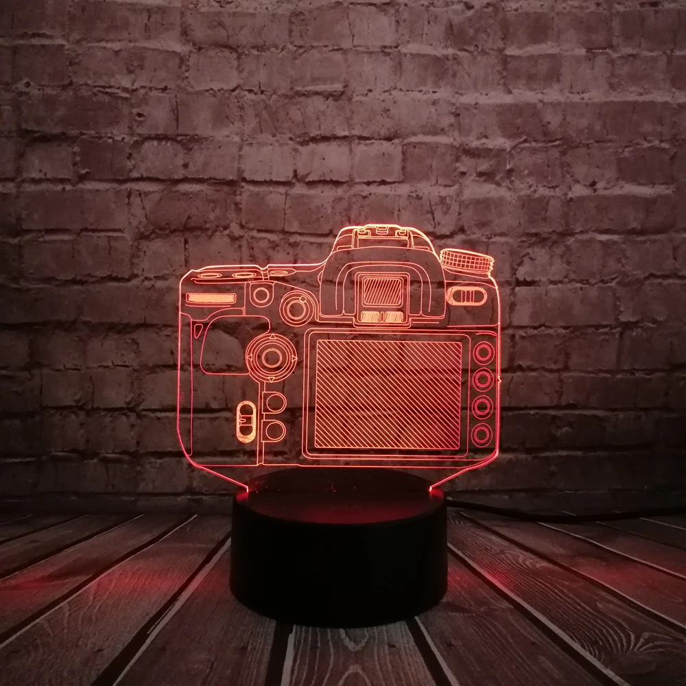 Модель камеры многоцветная изменение 3D лампа настольная декоративная рядом