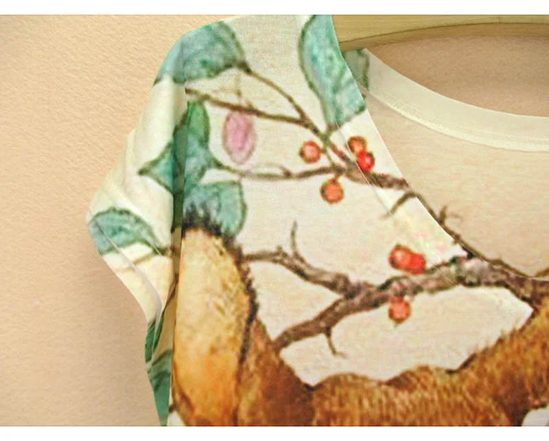 Футболка с принтом Fantacy deer + bird модная футболка для девочек высокое качество