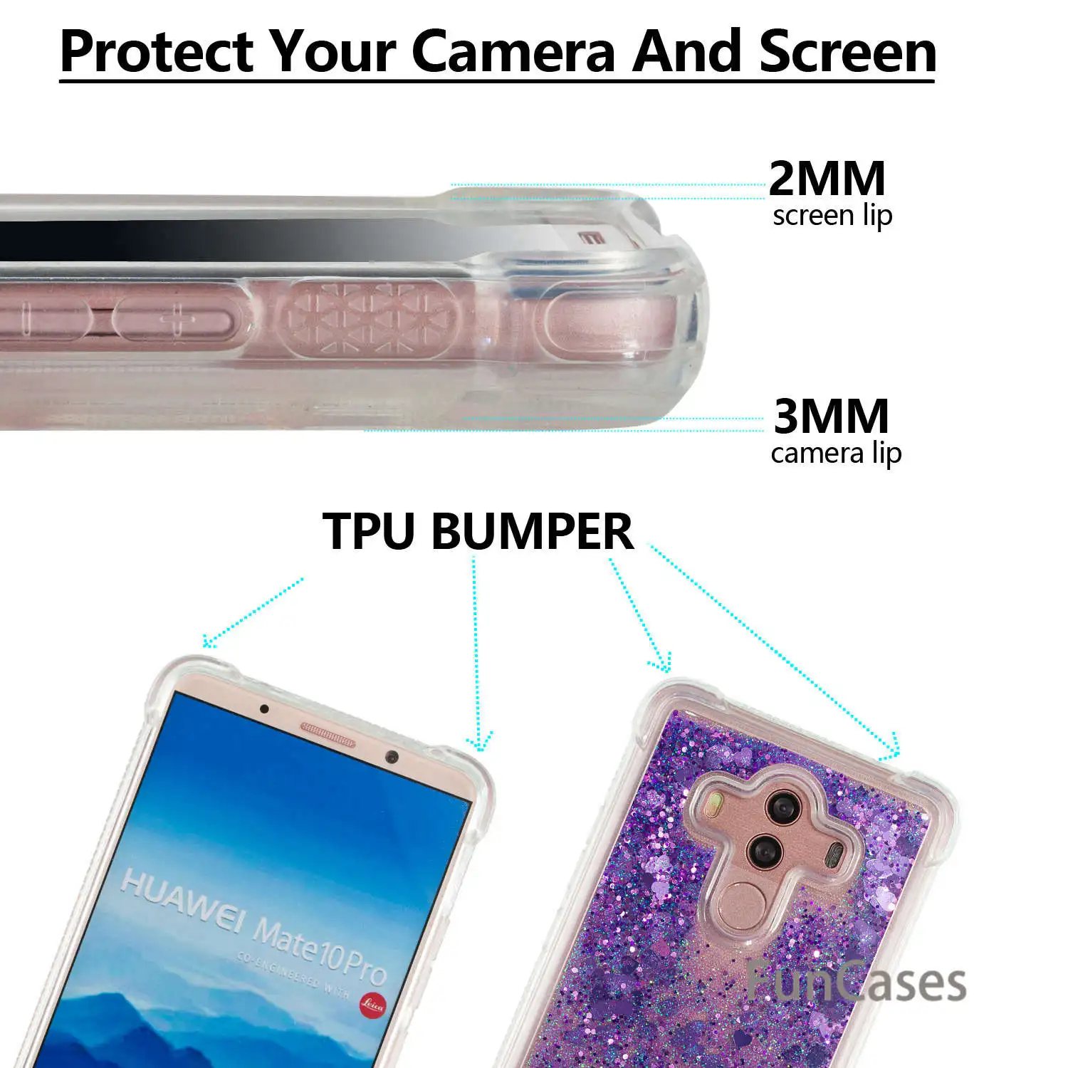 Чехол с сияющими блестками для huawei mate 10 Pro мягкий силиконовый чехол телефона