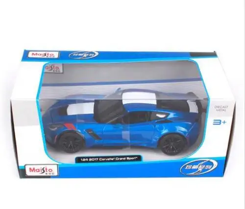 Спортивная литая модель гоночного автомобиля Maisto 1:24 2017 Corvette GT Grand синяя