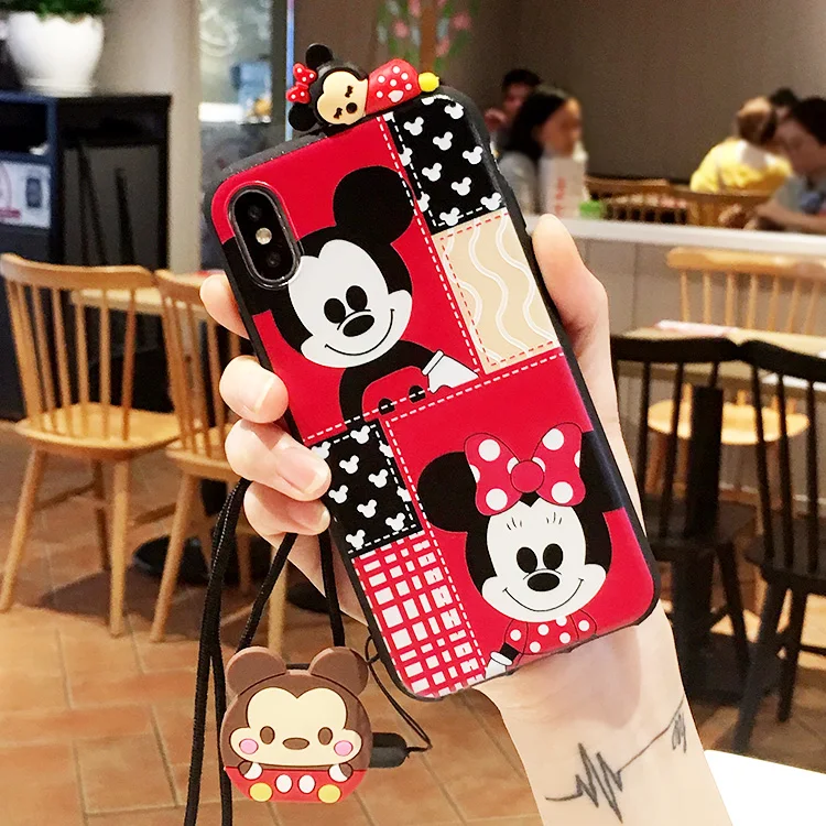 SAM S10 plus милый 3D Doraemon чехол для телефона для samsung Galaxy S7 Edge S8 S9plus S10E note8/note9 мультяшный чехол+ ремешок - Цвет: As shown in