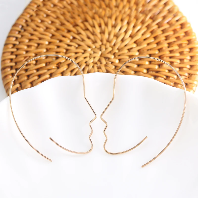 

Weird Earrings Face Dangle Earring Asymmetrical Earrings Rings Large Retractable Earring 2021 Trend Hanging Luxury Woman Jewelry