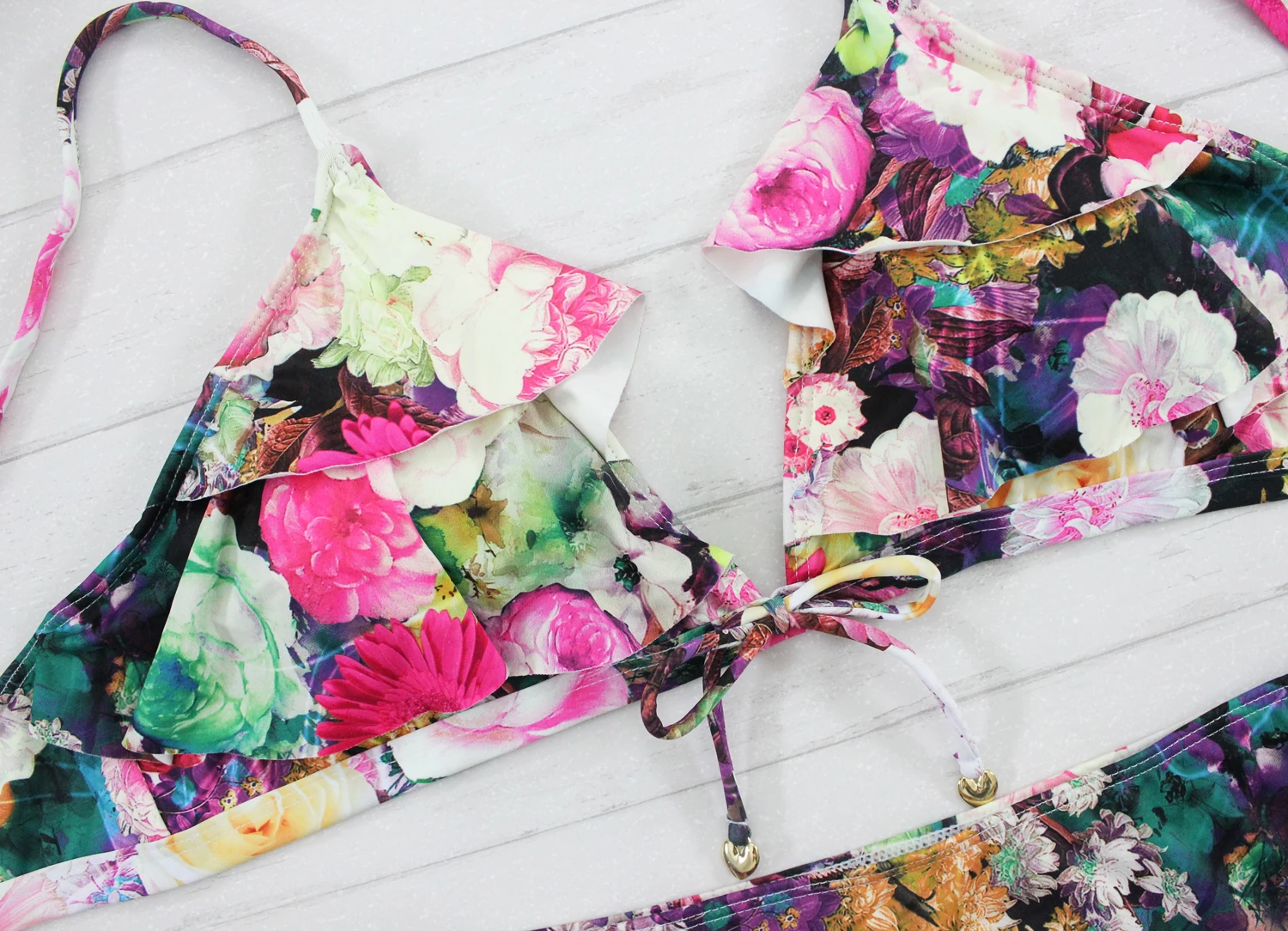 Новый сексуальный купальный костюм с цветочным принтом купальник пуш-ап женский