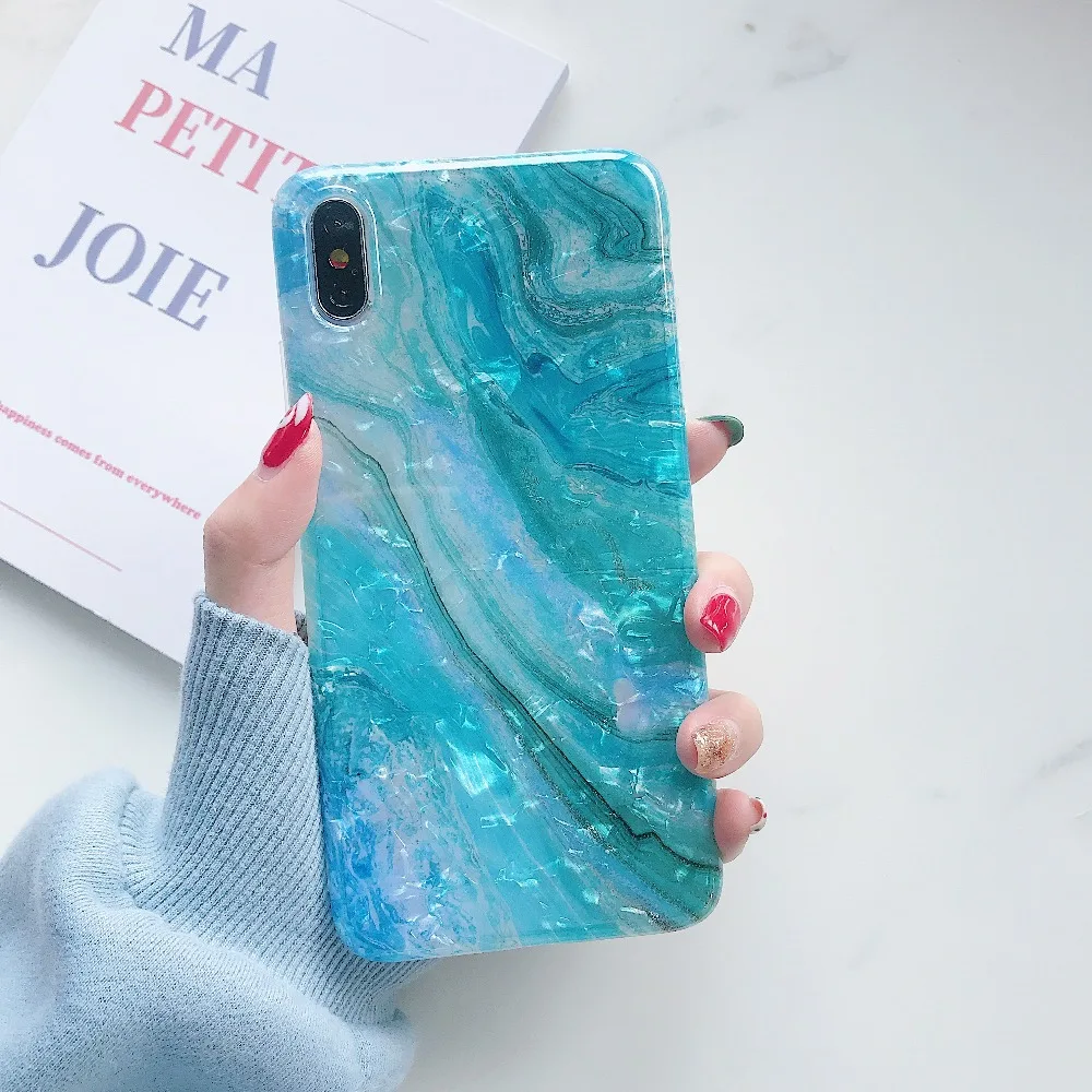 Glitter Marble Case For iphone 7 XR XS MAX Soft TPU Back Cover 6 6S 8 Plus X Phone |