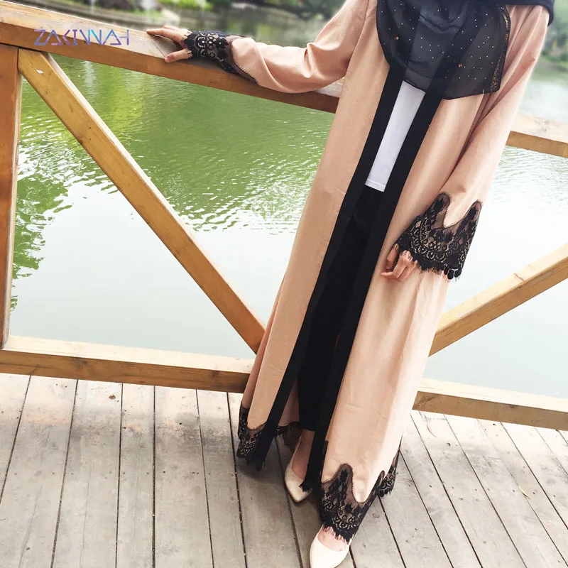 Мусульманское платье abaya кружевной кардиган длинные халаты кафтан Дубай ретро
