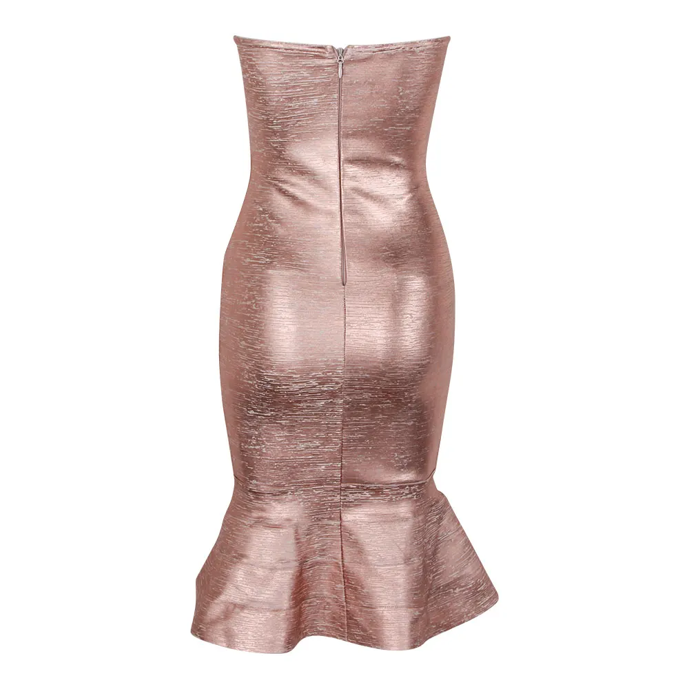 KLEEZY 2019 новый летний Для женщин Vestidos вечерние платье DeepV розовое золото позолота