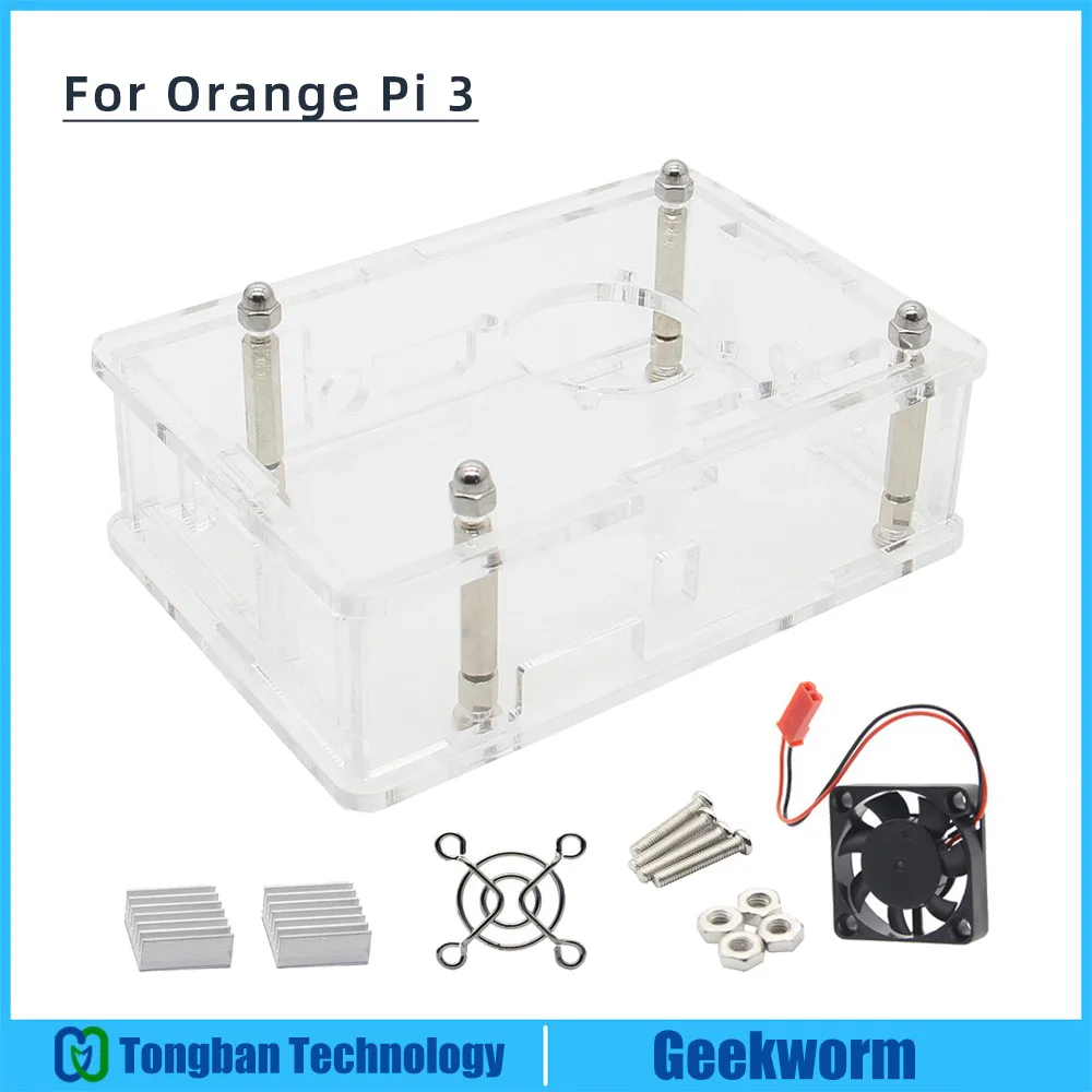 Чехол Orange Pi 3 с комплектом вентиляторов акриловый чехол + вентилятор охлаждения