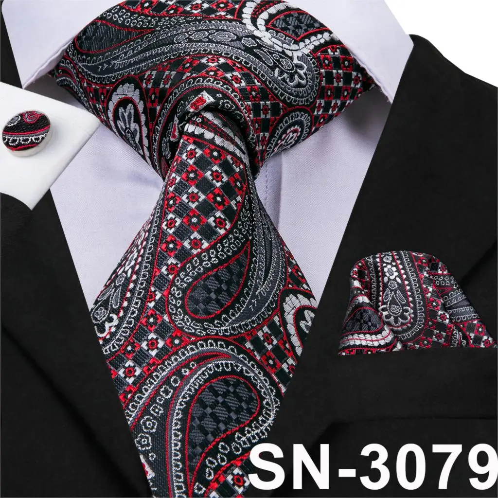 SN-3079 SN-3191, мужской галстук, набор, Галстук Пейсли, голубой, фиолетовый, желтый, шелковые галстуки для мужчин, тканый платок, запонки, Подарочный галстук, официальный - Цвет: SN-3079