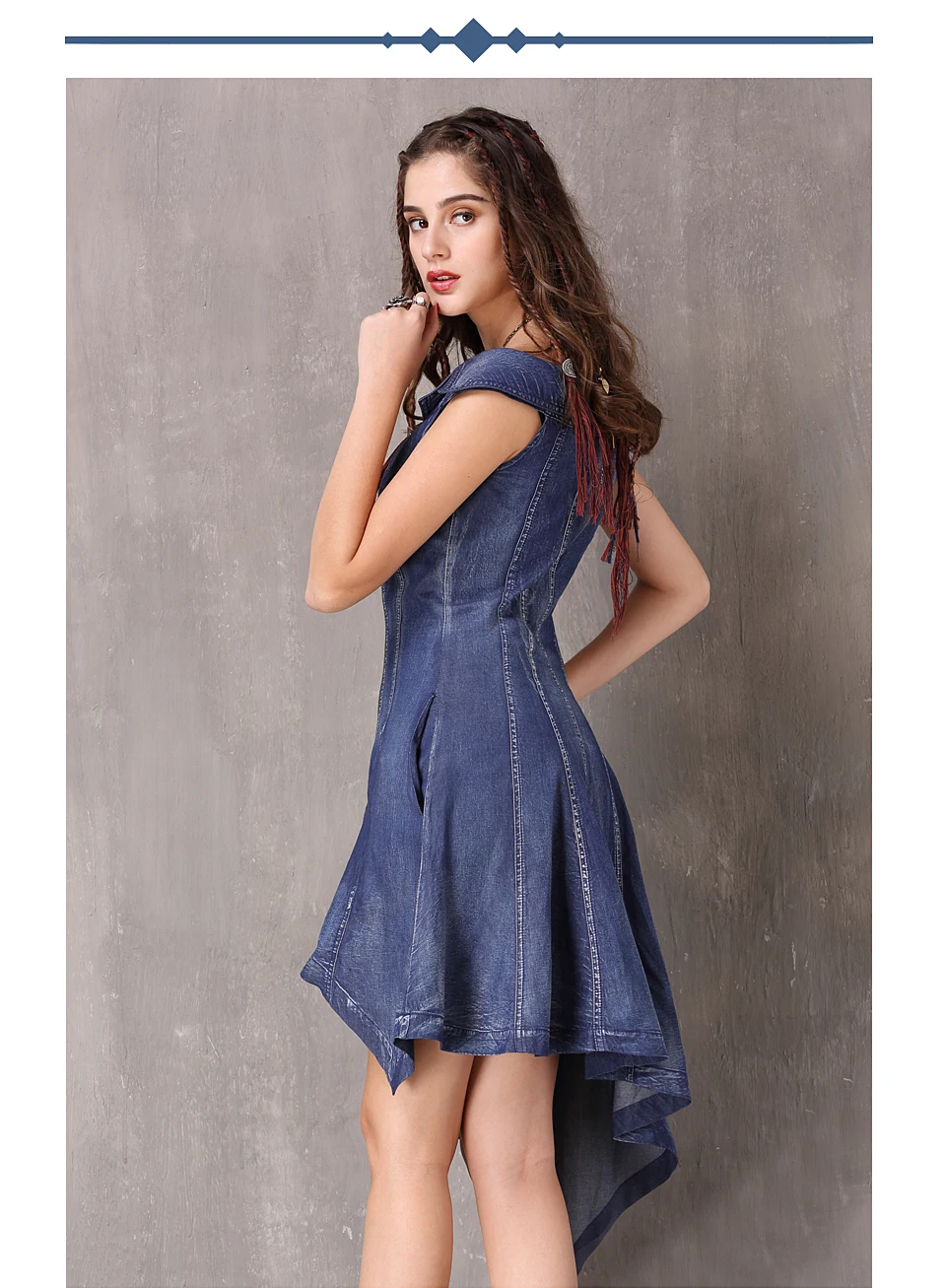 Летнее платье Yuzi. may Boho новые джинсовые платья с вырезом лодочкой и коротким рукавом асимметричный подол винтажные женские платья A82088 Vestido