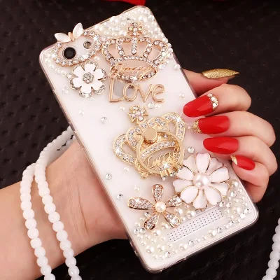 XSMYiss Luxury Rhinestone Diamond Ring Stands Crown Soft Case Cover For Xiaomi Redmi 5 6 4X 4A 5A 6A 8A Note 4 7 8 Pro |