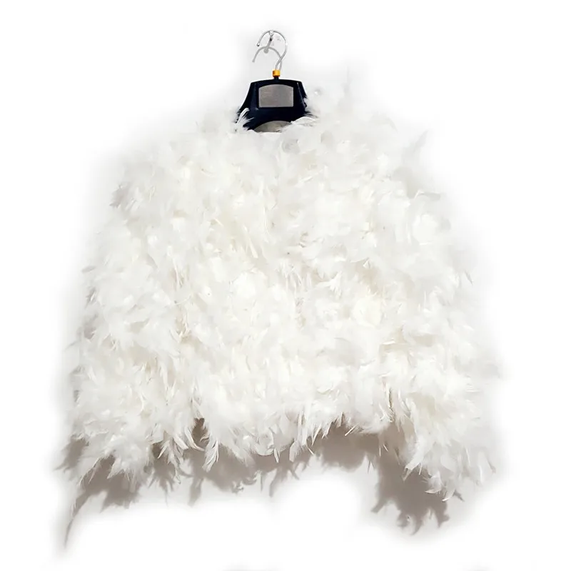 

Winter Nightclub female singer dancer sexy Feathers jacket coat Sexy DJ DS personality outerwear costumes Host stage performance