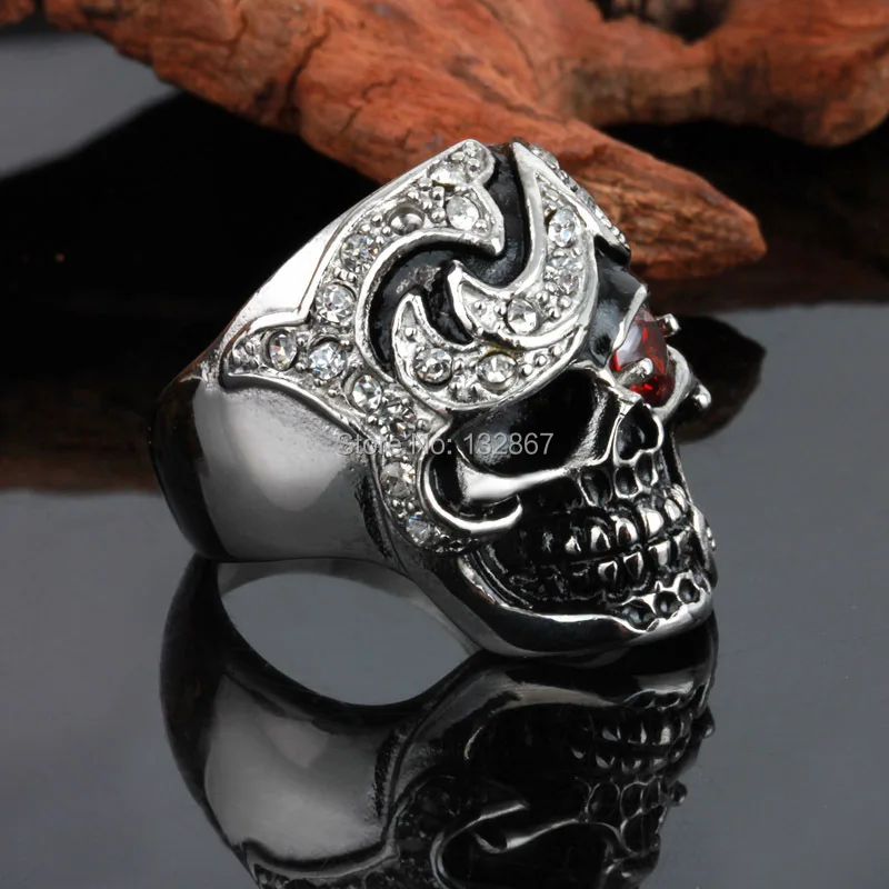 Мужское кольцо из нержавеющей стали 316L с красным кристаллом Отец|gifts modern|steel