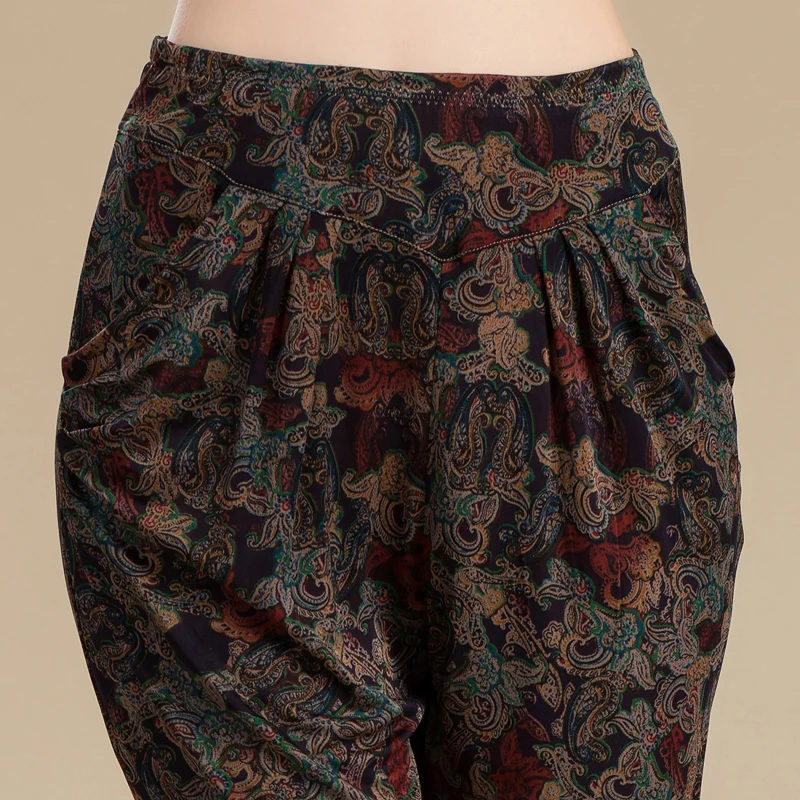 Летние брюки султанки 100% шелковые REALL женские большого размера для отдыха|silk