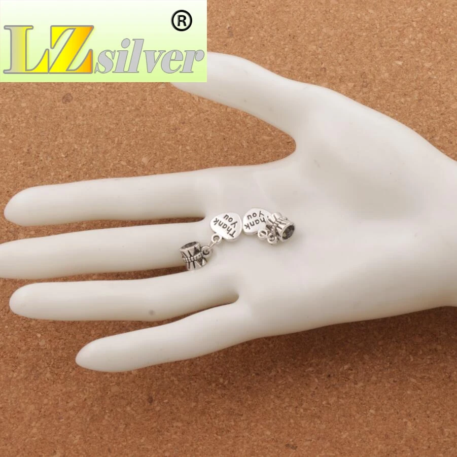 

Thank You Heart Charm Beads 23.5x10.9mm 100PCS zinc alloy Fit European Bracelets Jewelry DIY B373