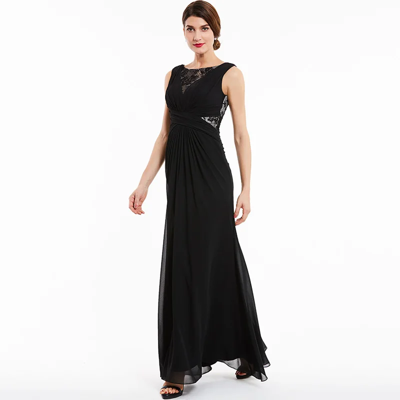 Женское шифоновое вечернее платье до пола без рукавов|evening dress black|evening dresslong evening |