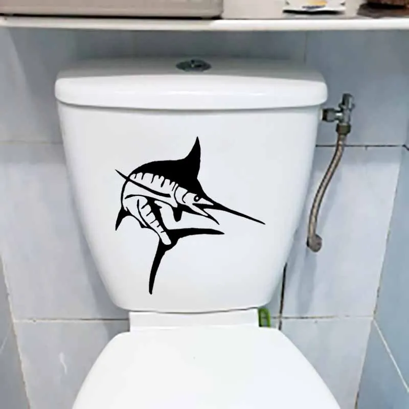 YOJA 22.9X23.6CM WC Туалет Стикеры марлина рыбы соленой воды для глубокой морской рыбалки