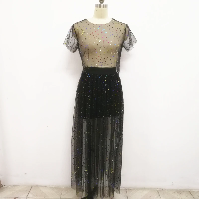 Комплекты из 2 предметов Женская фатиновая блузка юбка костюмы в горошек тонкие