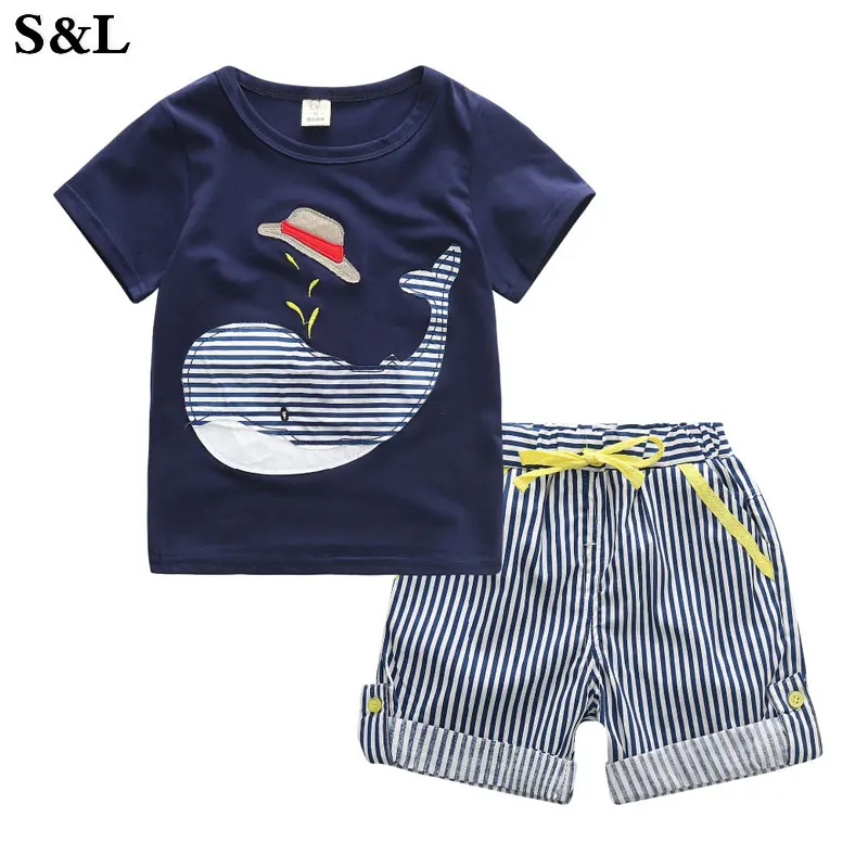 Summer Kids Clothes Children Clothing Baby Boy Set Toddler Boys Cotton Knitted Striped Shorts k1 | Детская одежда и обувь