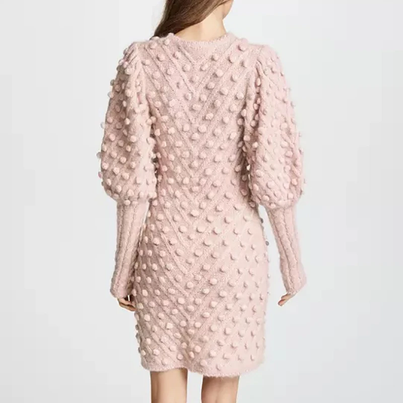 LALA IKAI/осень Для женщин Хлопковые вязаные платья милое бальное геометрический