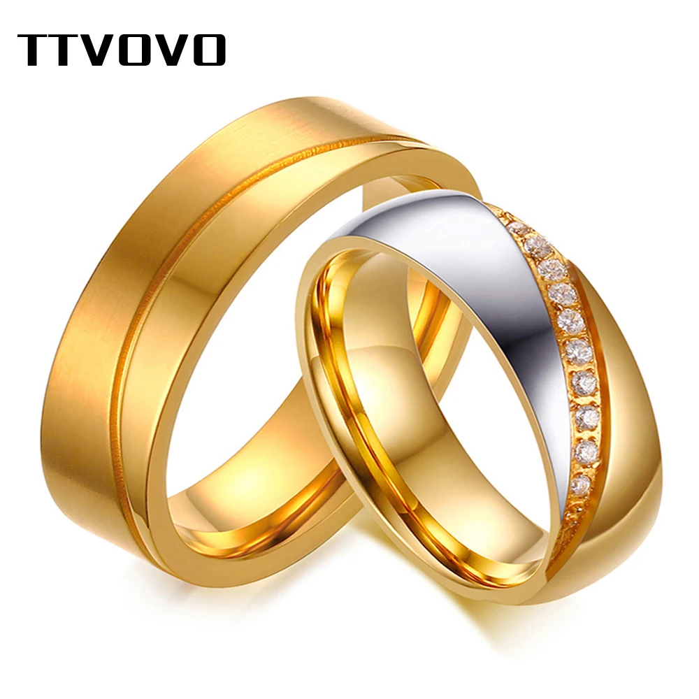 TTVOVO обручальное кольцо золотого цвета обручальные кольца для женщин и мужчин с